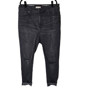 Madewell Size 35 Plus Size Black Curvy High-Rise Skinny Jeans Cuffed Hem
